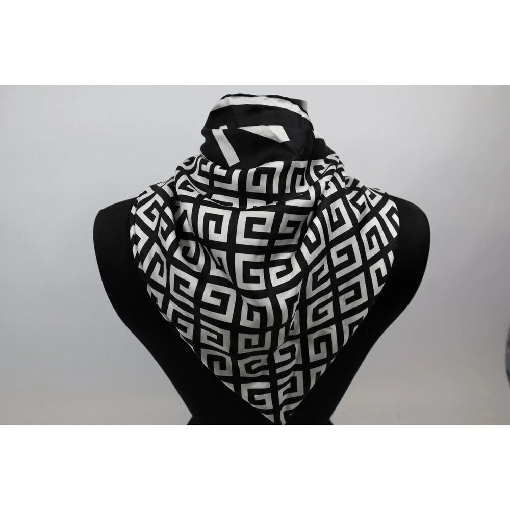 Givenchy Black And White Logo Square Scarf